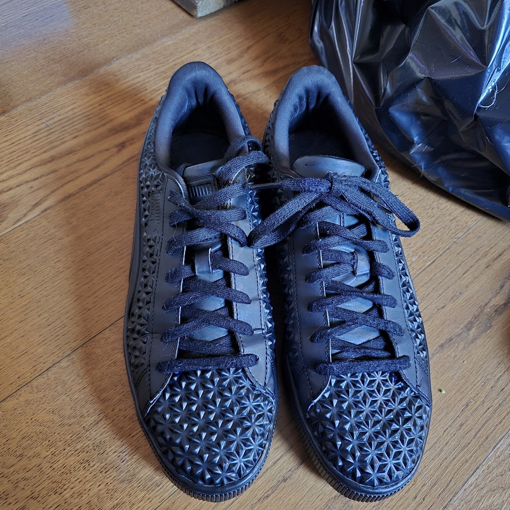 PUMA BASKET Sneakers Diamond STUD EMBOSSED Blue Black Casual Shoes US 12